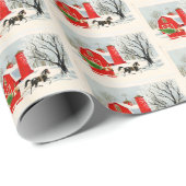 retro vintage kerstmis boerderij betegeld cadeaupapier (Rol Hoek)