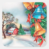 Retro vintage Kerstmis boerderij Holiday sticker (Voorkant)