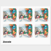 Retro vintage Kerstmis boerderij Holiday sticker (Vel)