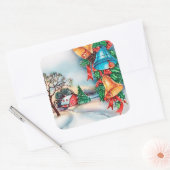 Retro vintage Kerstmis boerderij Holiday sticker (Envelop)