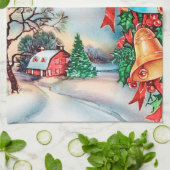 Retro vintage Kerstmis boerderij Holiday Theedoek (Gevouwen)
