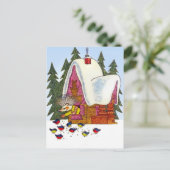 Retro Vintage Kerstmis, Egel's huisje Feestdagenkaart (Staand voorkant)