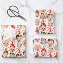 Retro Vintage Kerstmis Elf Faces