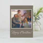 Retro Vintage-kerstmis familie: samen Feestdagenkaart (Staand voorkant)