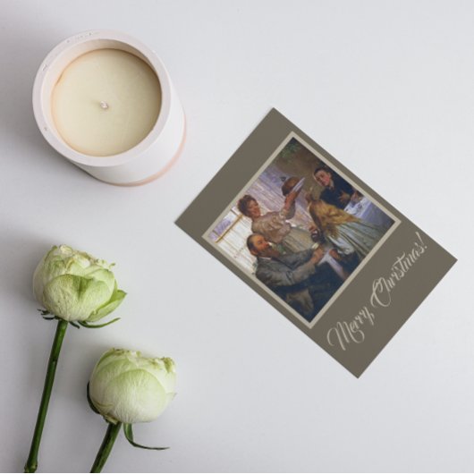 Retro Vintage-kerstmis familie: samen Feestdagenkaart