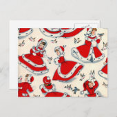 Retro vintage Kerstmis Feestdagenkaart (Voorkant / Achterkant)