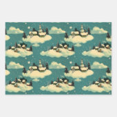 Retro Vintage Kerstmis: grillige winterscène Inpakpapier Vel (Voorkant 3)