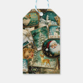 Retro Vintage Kerstmis: Groene Collage Cadeaulabel (Achterkant)