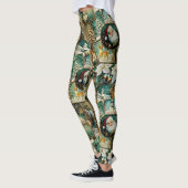 Retro Vintage Kerstmis: Groene Collage Leggings (Links)