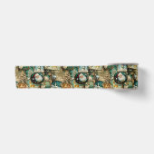 Retro Vintage Kerstmis: Groene Collage Satijnen Lint (Voorkant)