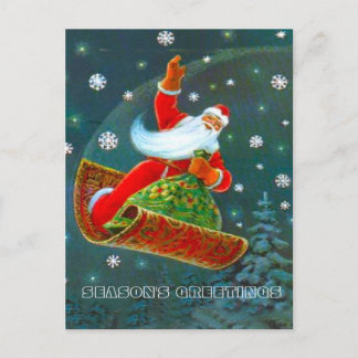 Retro Vintage Kerstmis, het magische tapijt van de Feestdagenkaart