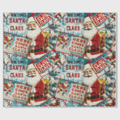 Retro Vintage Kerstmis: Hier komt de Kerstman Cadeaupapier (Vlak)