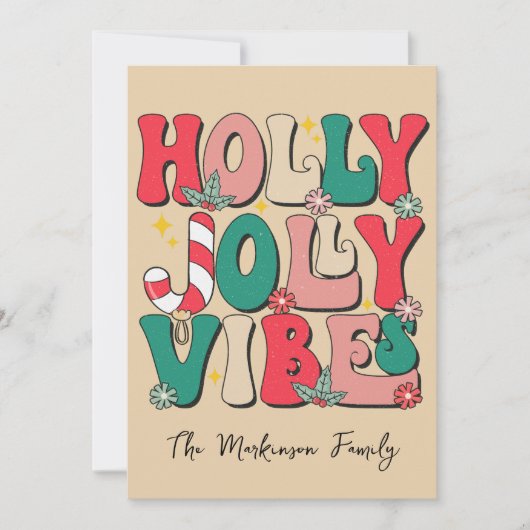 Retro Vintage Kerstmis HoHoHo Fotofamilie Feestdagenkaart (Voorkant)