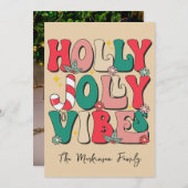 Retro Vintage Kerstmis HoHoHo Fotofamilie Feestdagenkaart (Voorkant / Achterkant)