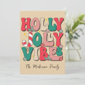 Retro Vintage Kerstmis HoHoHo Fotofamilie Feestdagenkaart (Staand voorkant)