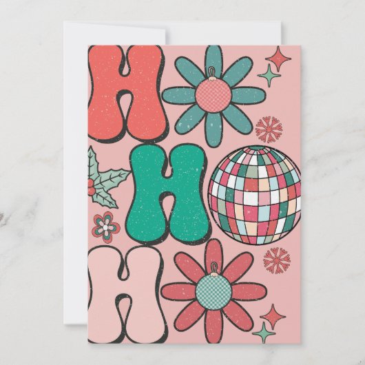 Retro Vintage Kerstmis HoHoHo Fotofamilie Feestdagenkaart (Voorkant)