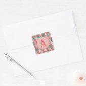 Retro Vintage Kerstmis HoHoHo Monogram Vierkante Sticker (Envelop)