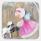 Retro vintage Kerstmis Holiday Angel sticker (Voorkant)