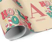 Retro Vintage Kerstmis Holly Jolly Vibes Monogram Cadeaupapier (Rol Hoek)