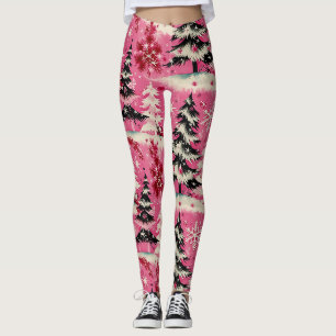 Retro Vintage Kerstmis: jaren 50 Roze Kerstmis Leggings