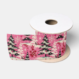 Retro Vintage Kerstmis: jaren 50 Roze Kerstmis Satijnen Lint