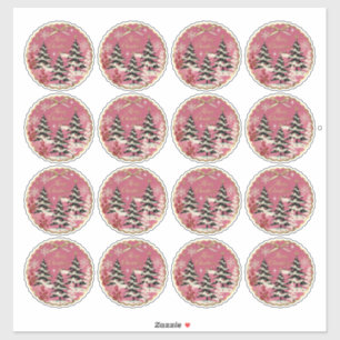 Retro Vintage Kerstmis: jaren 50 Roze Kerstmis Sticker