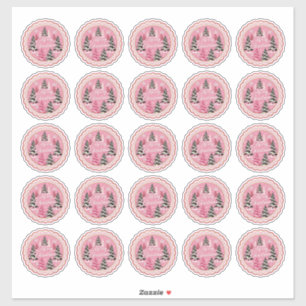 Retro Vintage Kerstmis: jaren 50 Roze Kerstmis Sticker