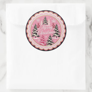 Retro Vintage Kerstmis: jaren 50 Roze Xmas Ronde Sticker