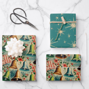 Retro Vintage Kerstmis "Jingle Bells" Inpakpapier Vel