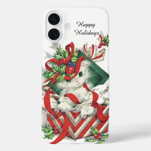 Retro Vintage Kerstmis kat Case-Mate iPhone Case (Achterkant)