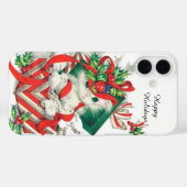Retro Vintage Kerstmis kat Case-Mate iPhone Case (Achterkant (horizontaal))