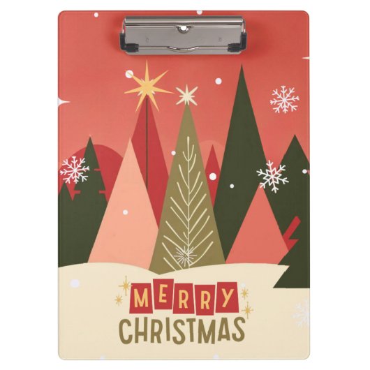 Retro/Vintage Kerstmis kerstboom Klembord (Voorkant)