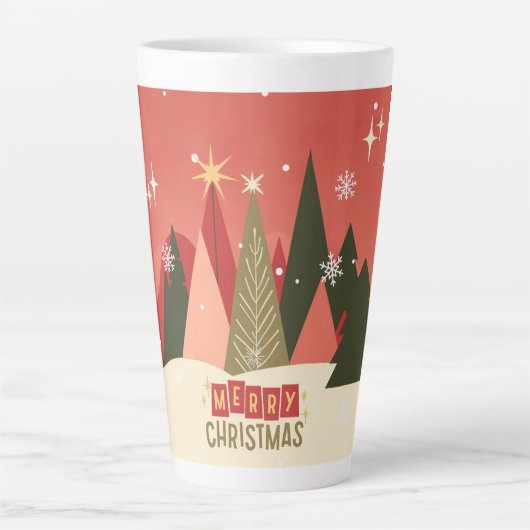 Retro/Vintage Kerstmis kerstboom Latte Mok (Voorkant)