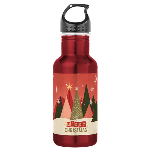 Retro/Vintage Kerstmis kerstboom Waterfles (Voorkant)