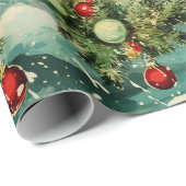 Retro Vintage Kerstmis: Kerstman's Winter Verrukki Cadeaupapier (Rol Hoek)