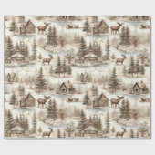 Retro Vintage Kerstmis Land Waterverf Cadeaupapier (Vlak)