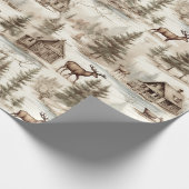 Retro Vintage Kerstmis Land Waterverf Cadeaupapier (Hoek)