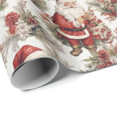 Retro Vintage Kerstmis Land Waterverf Cadeaupapier (Rol Hoek)