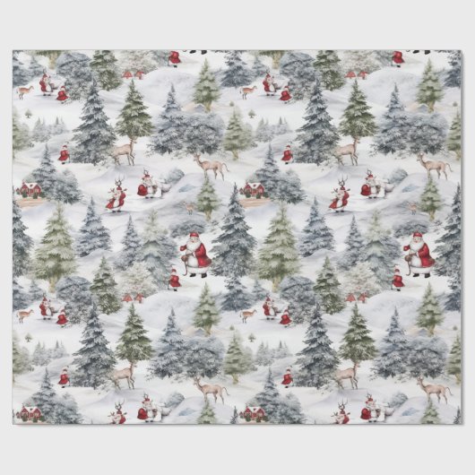 Retro Vintage Kerstmis Landelijk Waterverf Cadeaupapier (Vlak)