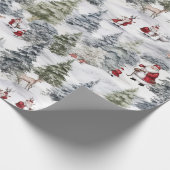 Retro Vintage Kerstmis Landelijk Waterverf Cadeaupapier (Hoek)