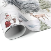 Retro Vintage Kerstmis Landelijk Waterverf Cadeaupapier (Rol Hoek)