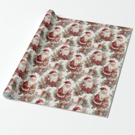 Retro Vintage Kerstmis Landelijk Waterverf Cadeaupapier