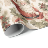 Retro Vintage Kerstmis Landelijk Waterverf Cadeaupapier (Rol Hoek)