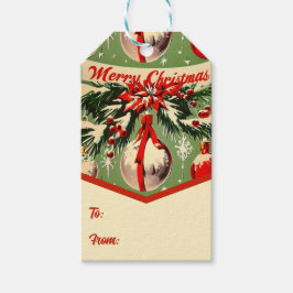 Retro Vintage Kerstmis: Mid Century Yuletide 3 Cadeaulabel