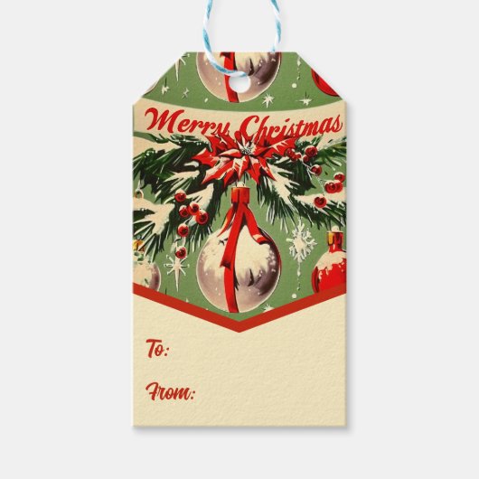 Retro Vintage Kerstmis: Mid Century Yuletide 3 Cadeaulabel (Voorkant)