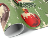 Retro Vintage Kerstmis: Mid Century Yuletide 3 Cadeaupapier (Rol Hoek)