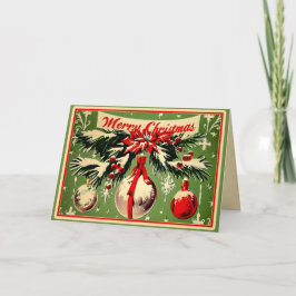 Retro Vintage Kerstmis: Mid Century Yuletide 3 Feestdagen Kaart