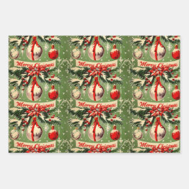 Retro Vintage Kerstmis: Mid Century Yuletide 3 Inpakpapier Vel