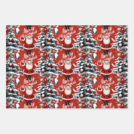 Retro Vintage Kerstmis: Mid Century Yuletide Inpakpapier Vel