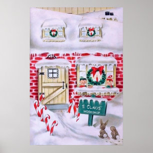 Retro vintage Kerstmis poster